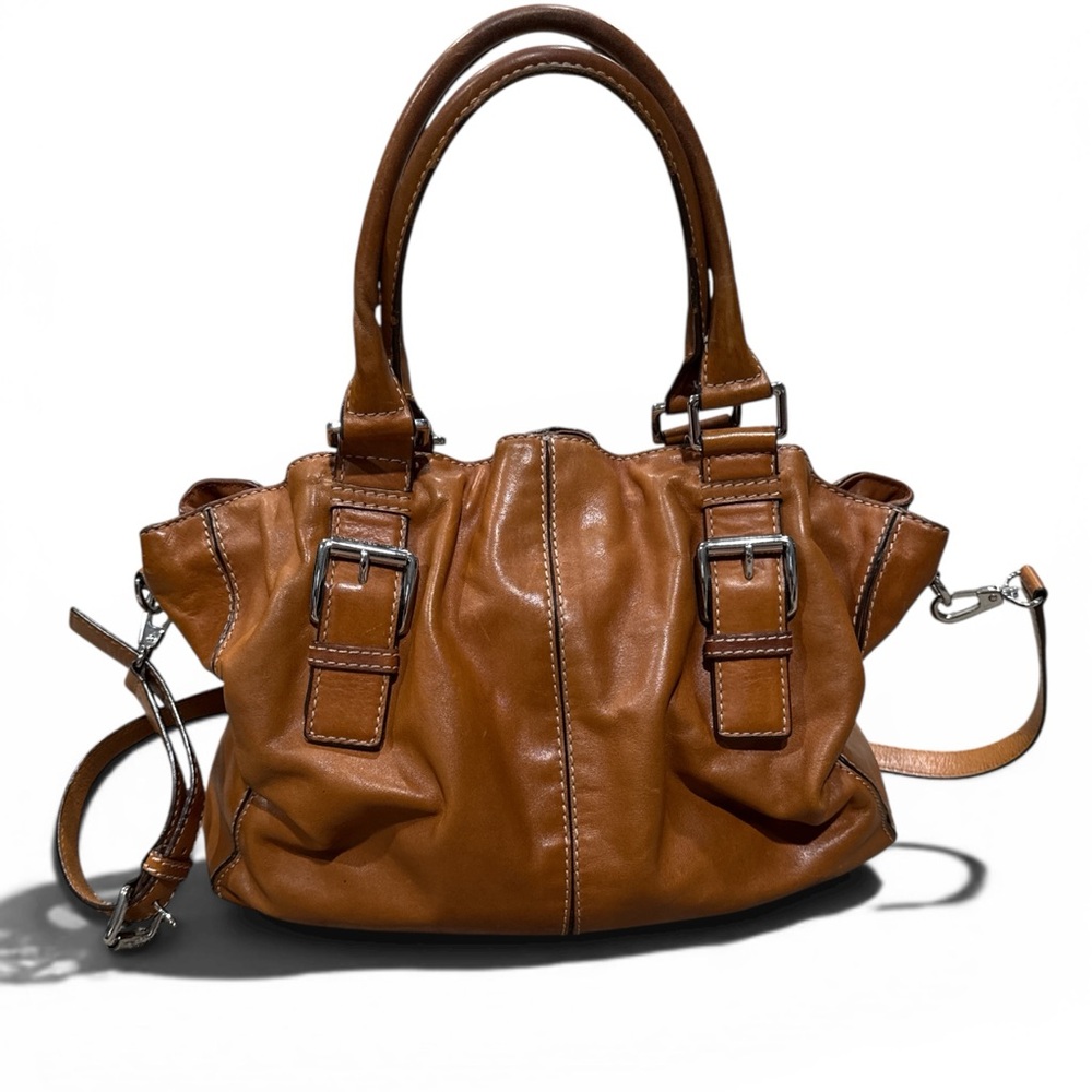 Michael Kors Large Leather Satchel Handbag Purse with Adjustable Strap